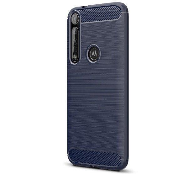 Szilikon telefonvédő (közepesen ütésálló, légpárnás sarok,
szálcsiszolt, karbon minta) SÖTÉTKÉK Motorola Moto G8 Plus (XT2019)