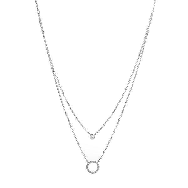 AGAIN Jewelry Dupla ezüst nyaklánc cirkónium kővel AJNA0009