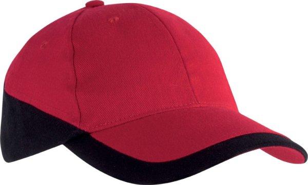 KP045 kétszínű baseball sapka, 6 paneles K-UP, Red/Black-U