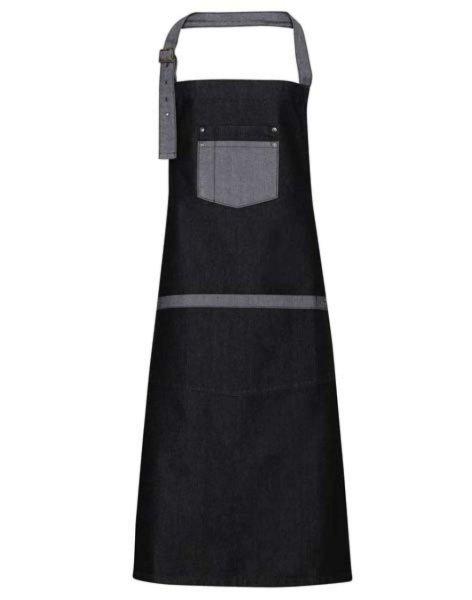 PR127 hosszú farmerkötény kontrasztos zsebekkel és pánttal Premier, Black
Denim-U