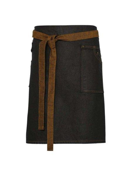 PR135 farmer rövid kötény tartós viaszolt hatású felülettel Premier,
Black/Tan Denim-U