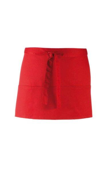 PR155 COLOURS rövid pultos kötény három tabletbarát zsebbel Premier, Red-U
