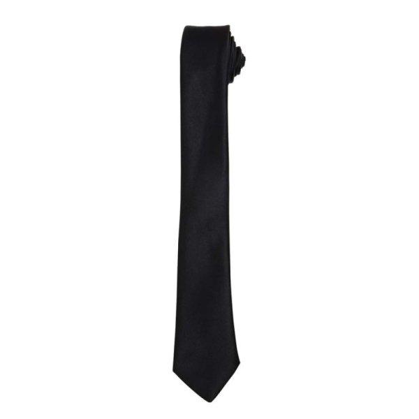 PR793 keskeny 147X5 cm-es férfi nyakkendő Premier, Black-U