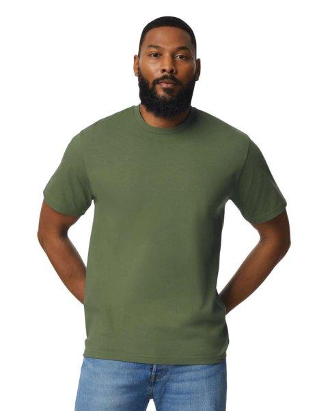 Gildan GI3000 körkötött rövid ujjú férfi pamut póló, Military Green-XS