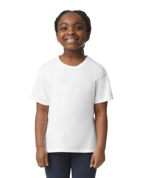Gildan GIB3000 körkötött rövid ujjú pamut gyerek póló, White-XS