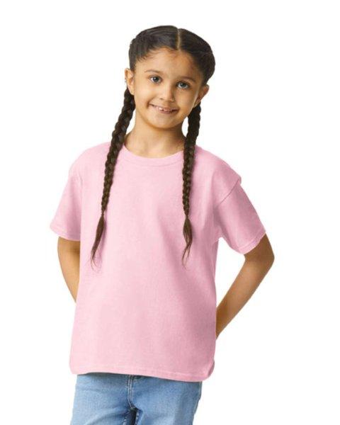 Gildan GIB3000 körkötött rövid ujjú pamut gyerek póló, Light Pink-XS