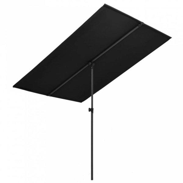Fekete kültéri napernyő alumíniumrúddal 180 x 130 cm 