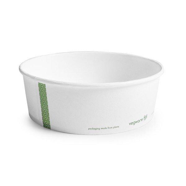 Lebomló családi ételtároló, papír+PLA, 1 l kerek, fehér, Ø 18,5 cm | 50
db/csomag