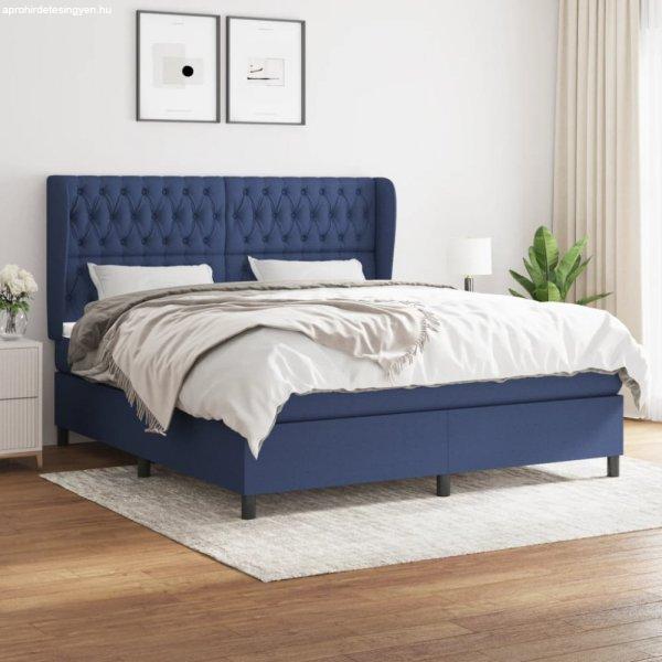 Kék szövet rugós ágy matraccal 180 x 200 cm