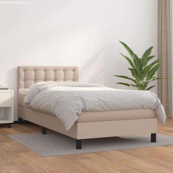Cappuccino színű műbőr rugós ágy matraccal 90 x 190 cm