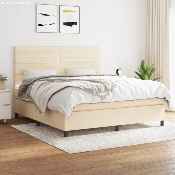 Krémszínű szövet rugós ágy matraccal 180 x 200 cm