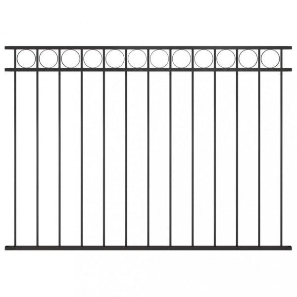 Fekete acél kerítéspanel 1,7 x 1,2 m
