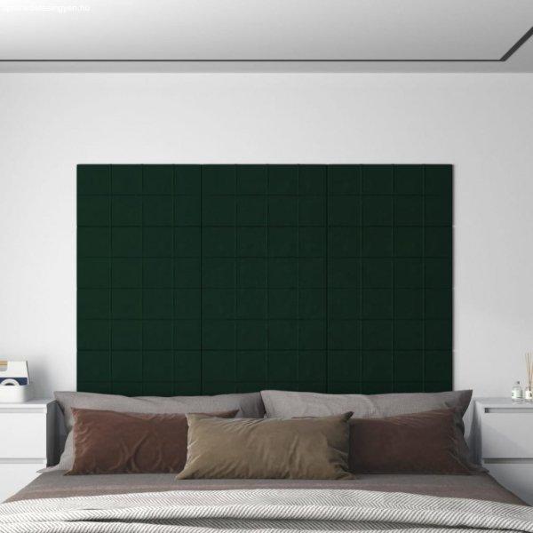 12 db sötétzöld bársony fali panel 60x30 cm 2,16 m²