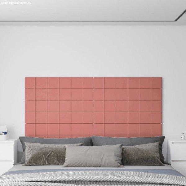 12 db rózsaszín bársony fali panel 90x15 cm 1,62 m²