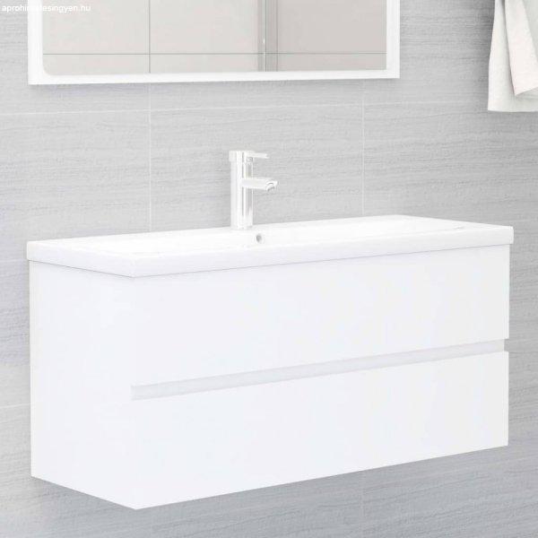 Fehér szerelt fa mosdószekrény beépített mosdókagylóval