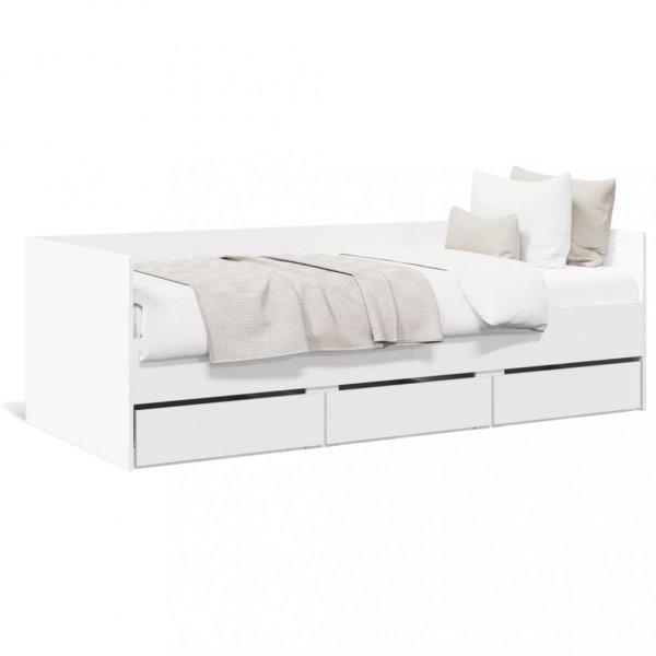 Fehér szerelt fa kanapéágy fiókokkal 90 x 200 cm