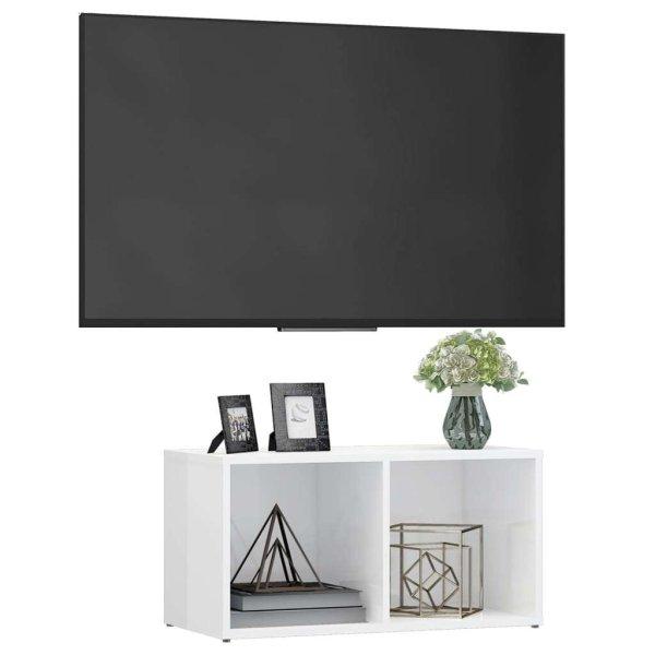 Magasfényű fehér forgácslap tv-szekrény 72 x 35 x 36,5 cm