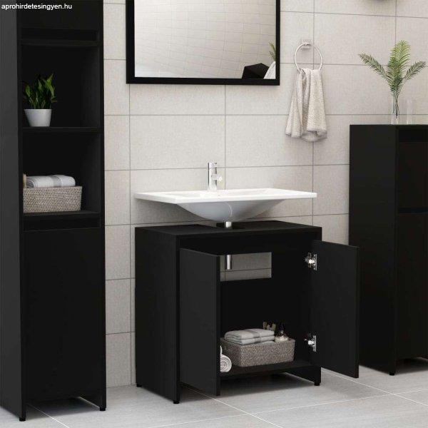 Fekete forgácslap fürdőszobaszekrény 60 x 33 x 58 cm