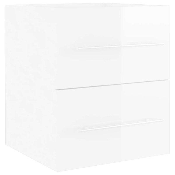 Magasfényű fehér forgácslap mosdószekrény 41 x 38,5 x 48 cm