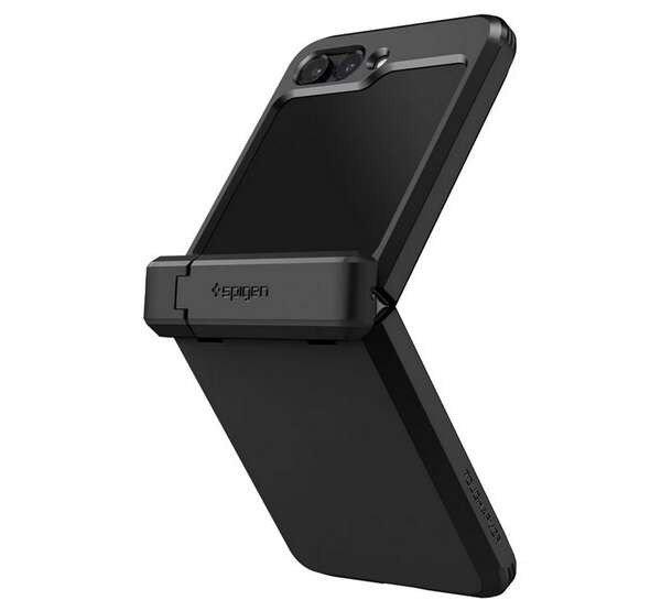 SPIGEN TOUGH ARMOR műanyag telefonvédő (szilikon keret, közepesen
ütésálló, kitámasztó) FEKETE Samsung Galaxy Z Flip5 5G (SM-F731)