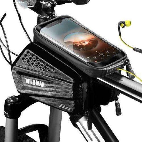 WILD MAN ES6 UNIVERZÁLIS biciklis / kerékpáros tartó konzol mobiltelefon
készülékekhez - vázra rögzíthető, tépőzáras, cseppálló védő tokos
kialakítás, cipzáros oldal táskák, fülhallgató nyílás - FEKETE - 200 x
105...