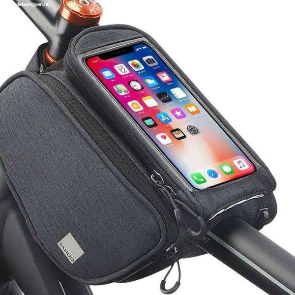 UNIVERZÁLIS biciklis / kerékpáros tartó és táska mobiltelefon
készülékekhez - SZÜRKE - cseppálló védő tokos kialakítás, cipzár,
vázra rögzíthető, max 165 × 75 x 10mm méretű készülékekhez