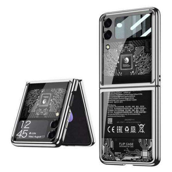 SAMSUNG Galaxy Z Flip3 5G, GLASS CASE műanyag mobiltok, üvegfólia,
GALVANIZÁLT EZÜST