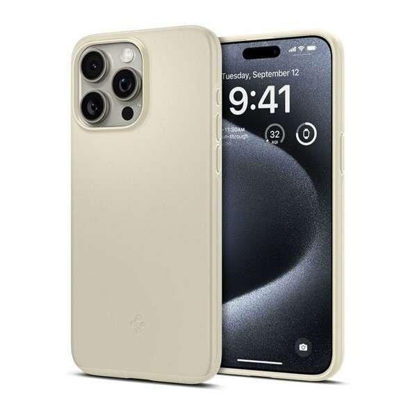 Apple iPhone 15 Pro, Műanyag hátlap védőtok, Spigen Thin Fit, beige
(8809896750257)