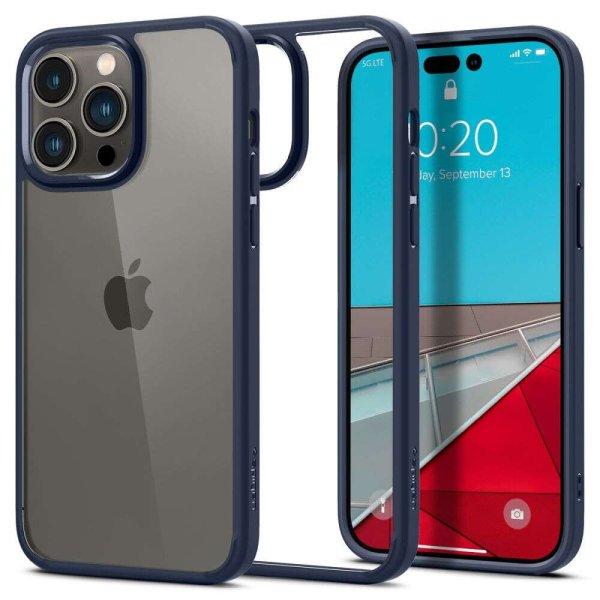 Apple iPhone 14 Pro, Műanyag hátlap védőtok + szilikon keret, Spigen Ultra
Hybrid, átlátszó/sötétkék (8809811864595)