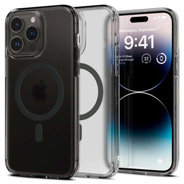 Apple iPhone 14 Pro, Műanyag hátlap védőtok + szilikon keret, Magsafe
töltővel kompatibilis, Spigen Ultra Hybrid Mag, áttetsző/fekete
(8809811869934)