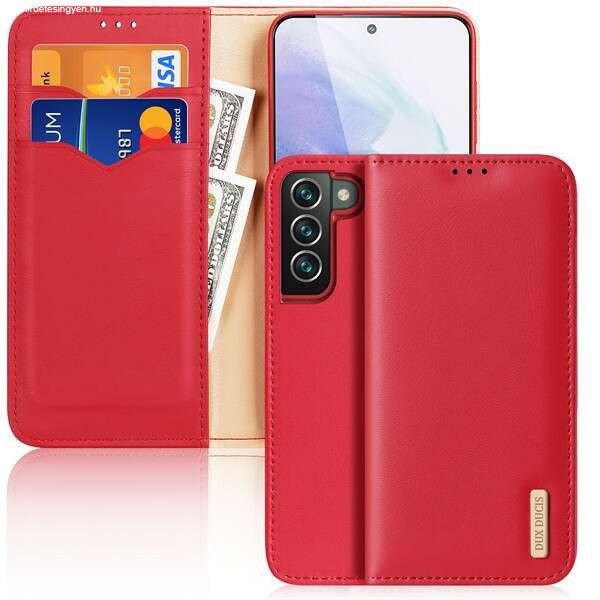 Samsung Galaxy S22 Plus 5G SM-S906, Oldalra nyíló tok, valódi bőrtok, stand,
Dux Ducis Hivo, piros (G111911)