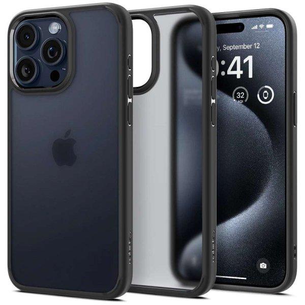 Apple iPhone 15 Pro Max, Műanyag hátlap védőtok + szilikon keret, Spigen
Ultra Hybrid Matte, áttetsző/fekete (8809896749176)