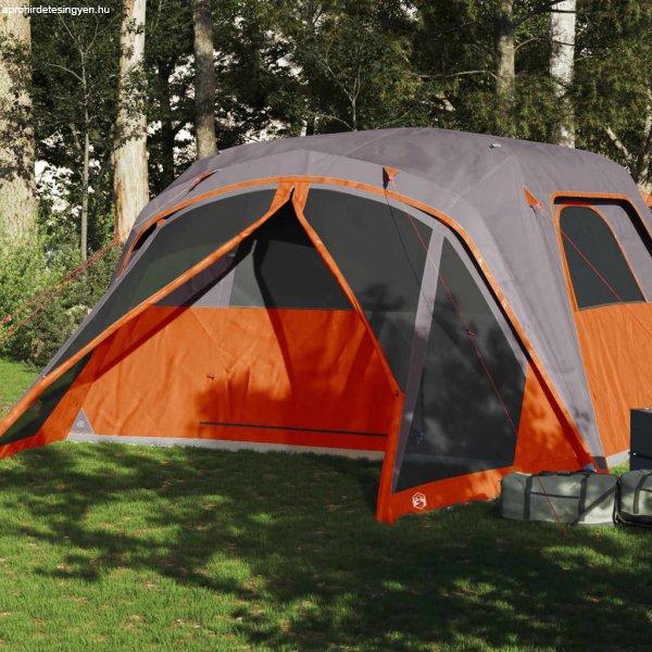 vidaXL 6 személyes szürke-narancssárga vízálló előrészes családi sátor