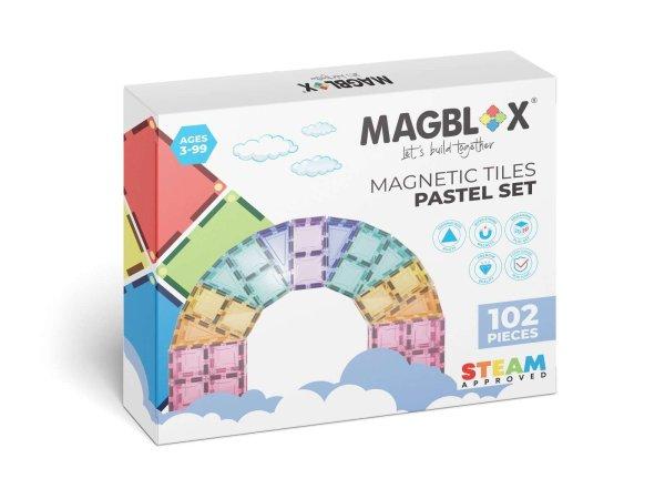 Magblox mágneses készlet - 102 átlátszó PASTEL mágneses szerkezeti elem
