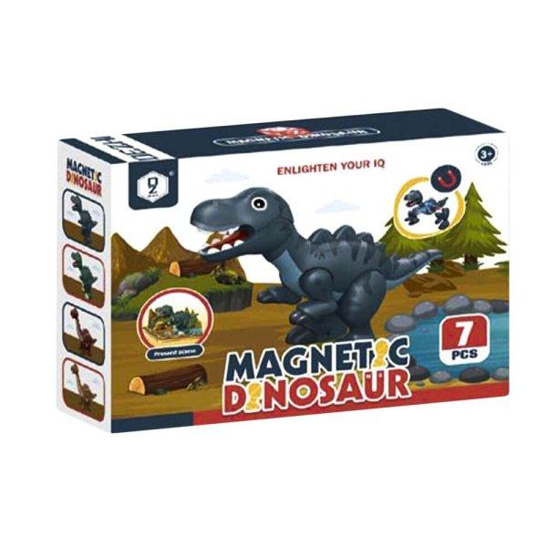 Játék mágneses szerkezetekhez, dinoszaurusz modell, hét darab, gyerekeknek