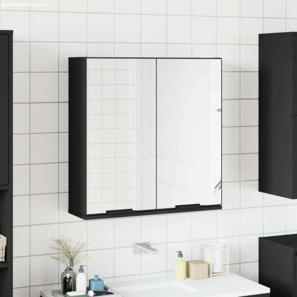 vidaXL fekete szerelt fa fürdőszobai tükör 64 x 20 x 67 cm