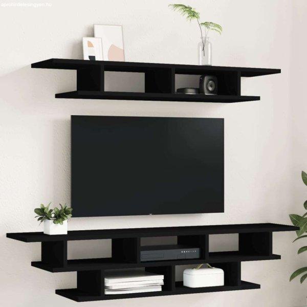 vidaXL fekete szerelt fa falra szerelhető TV-bútor
