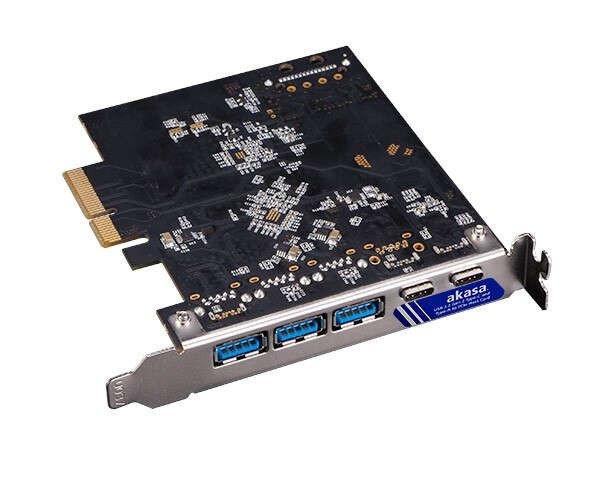 Akasa USB 3.2 Gen 2 2x Type-C 3x Type-A bővítő kártya PCI-E (AK-PCCU3-09)