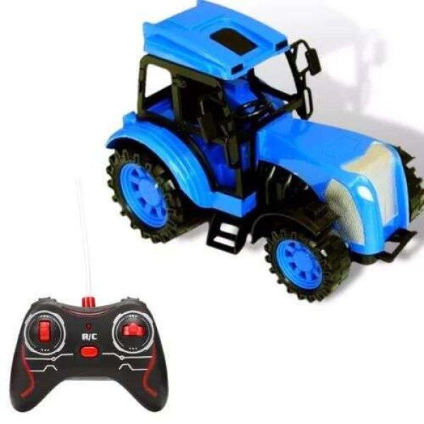 Kék távirányítós traktor tölthető akkumulátorral / 1:24