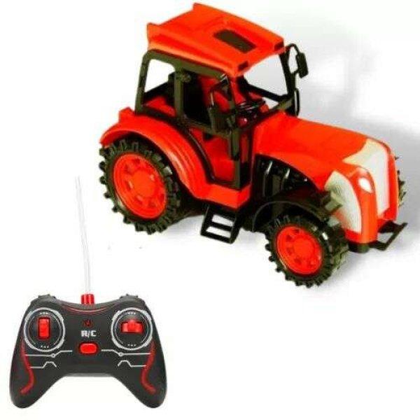 Piros távirányítós traktor tölthető akkumulátorral / 1:24