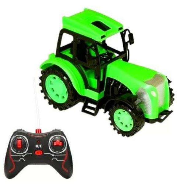 Zöld távirányítós traktor tölthető akkumulátorral / 1:24