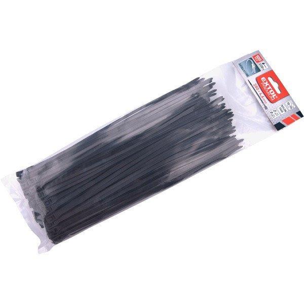 kábelkötegelő 3,6×200mm 100db, EXTRA, fekete nylon; UV-, sav- és lúgálló