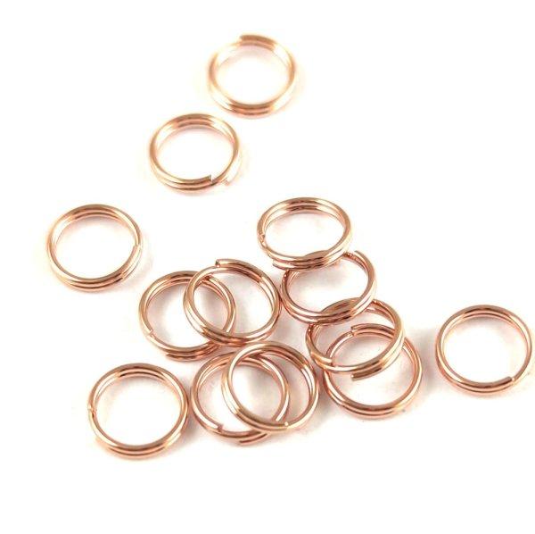 Szerelőkarika - dupla - rozsdamentes - rose gold színű - 5mm