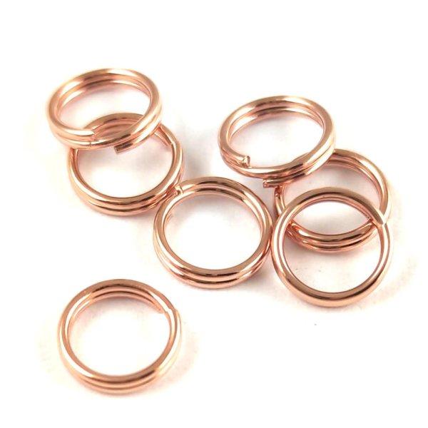 Szerelőkarika - dupla - rozsdamentes - rose gold színű - 7mm