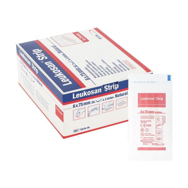 BSN MEDICAL Leukosan Strip Sebzáró Csík 6 x 75 mm (3 csík/lap, 50 lap/doboz)