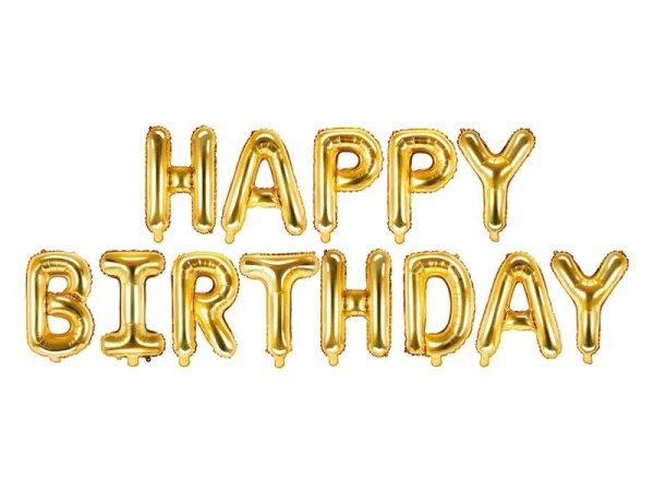 Fólia léggömb születésnapi dekoráció - Boldog születésnapot - arany