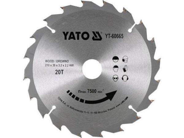YATO 60665 Körfűrésztárcsa fához 210x30x3,2mm T20 YT-60665