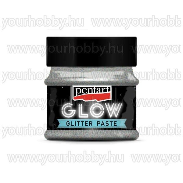 Pentart GLOW sötétben világító glitterpaszta ezüst 50ml