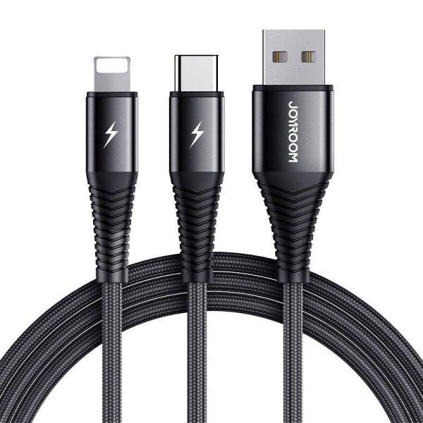 USB-kábel Joyroom S-1230G12 2 az 1-ben USB-C / Lightning 3A 1,2 m (fekete)