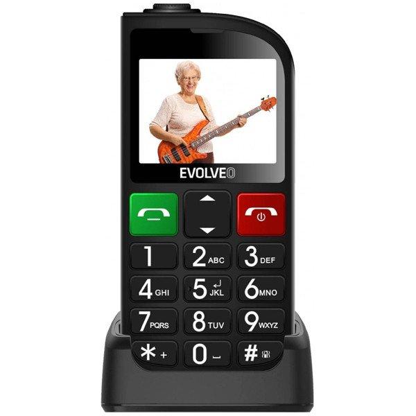 Evolveo EasyPhone FL, mobiltelefon időseknek töltőállvánnyal, fekete